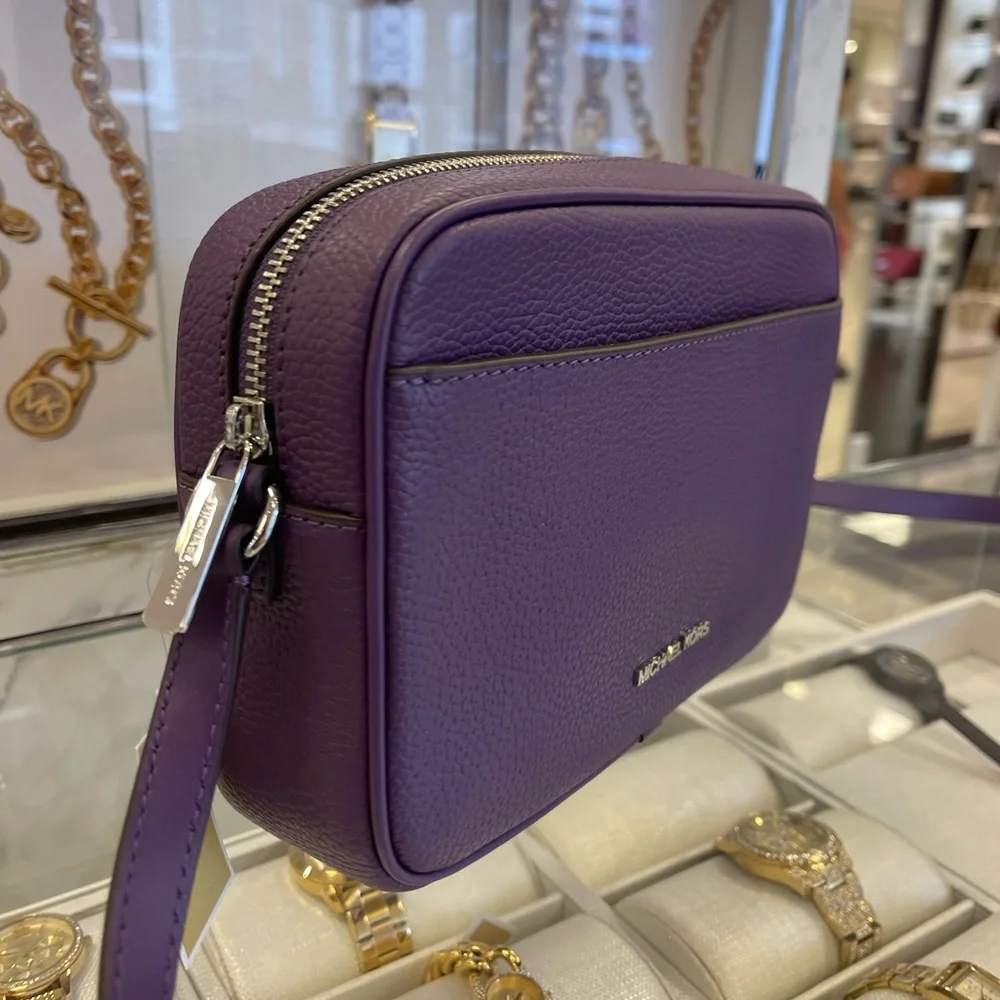 MICHAEL KORS Jet Set Pebbled Leather Camera Crossbody Bag
Dark Purple 
NWT - Picture 8 of 16
